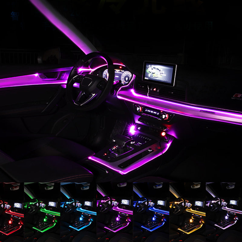إضاءة محيطة بالألياف الضوئية للسيارة، إضاءة داخلية رائعة معدلة، تطبيق Rhythm Light