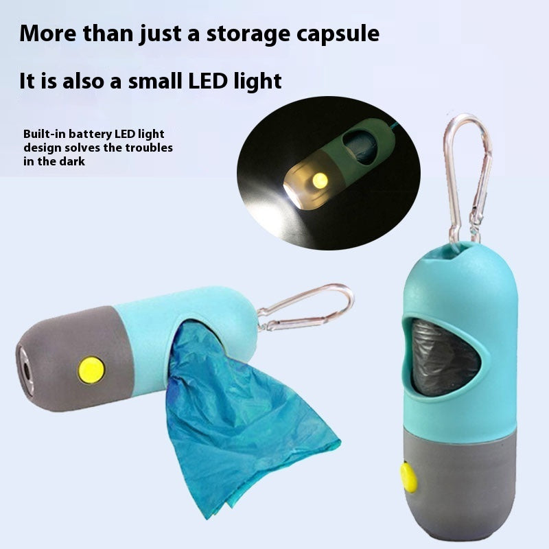 موزع أكياس نفايات الحيوانات الأليفة بإضاءة LED للكلاب والقطط وأكياس مغرفة فضلات الكلاب وحامل أكياس النفايات وموزعات إكسسوارات تنظيف الحيوانات الأليفة