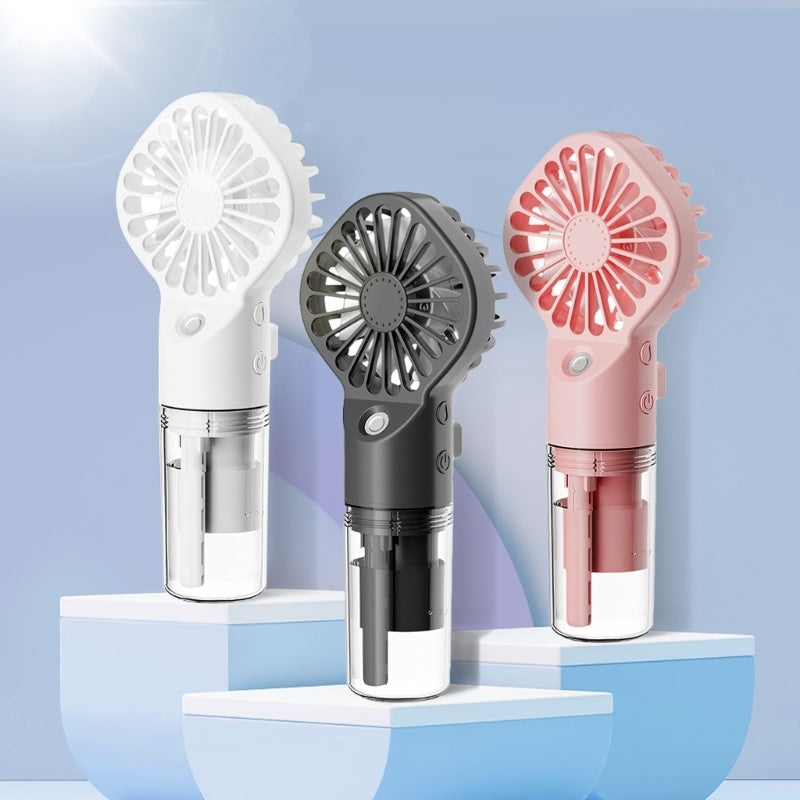 مروحة رذاذ قوية لترطيب الهواء ومروحة رذاذ صغيرة لترطيب الهواء ومروحة شحن USB ومروحة ثلجية ومنعشة ومكملات مائية