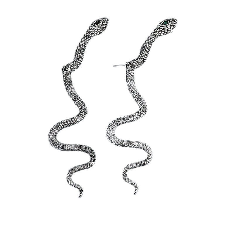 Multi-color Diamond Exaggerated Snake Earrings