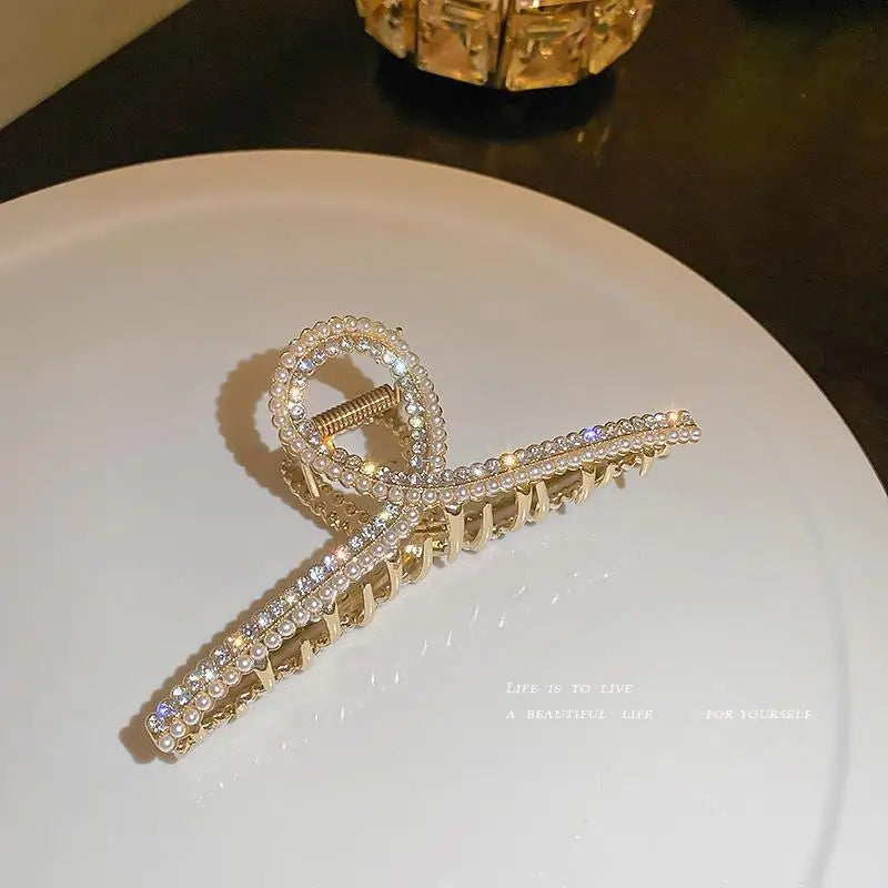 Pearls/Rhinestone Shiny Hair Claw Clip