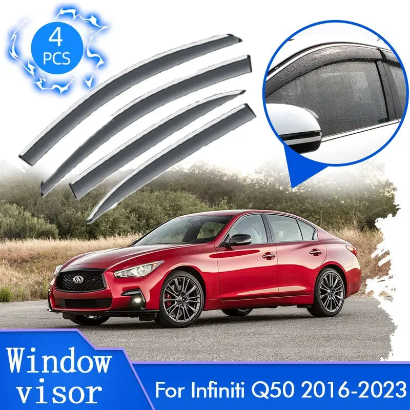 لإنفينيتي Q50/Q50S 2016 2017~2023 غطاء واقي من الشمس والمطر وواقي النافذة وواقي عاكس النافذة وإكسسوارات السيارة الخارجية