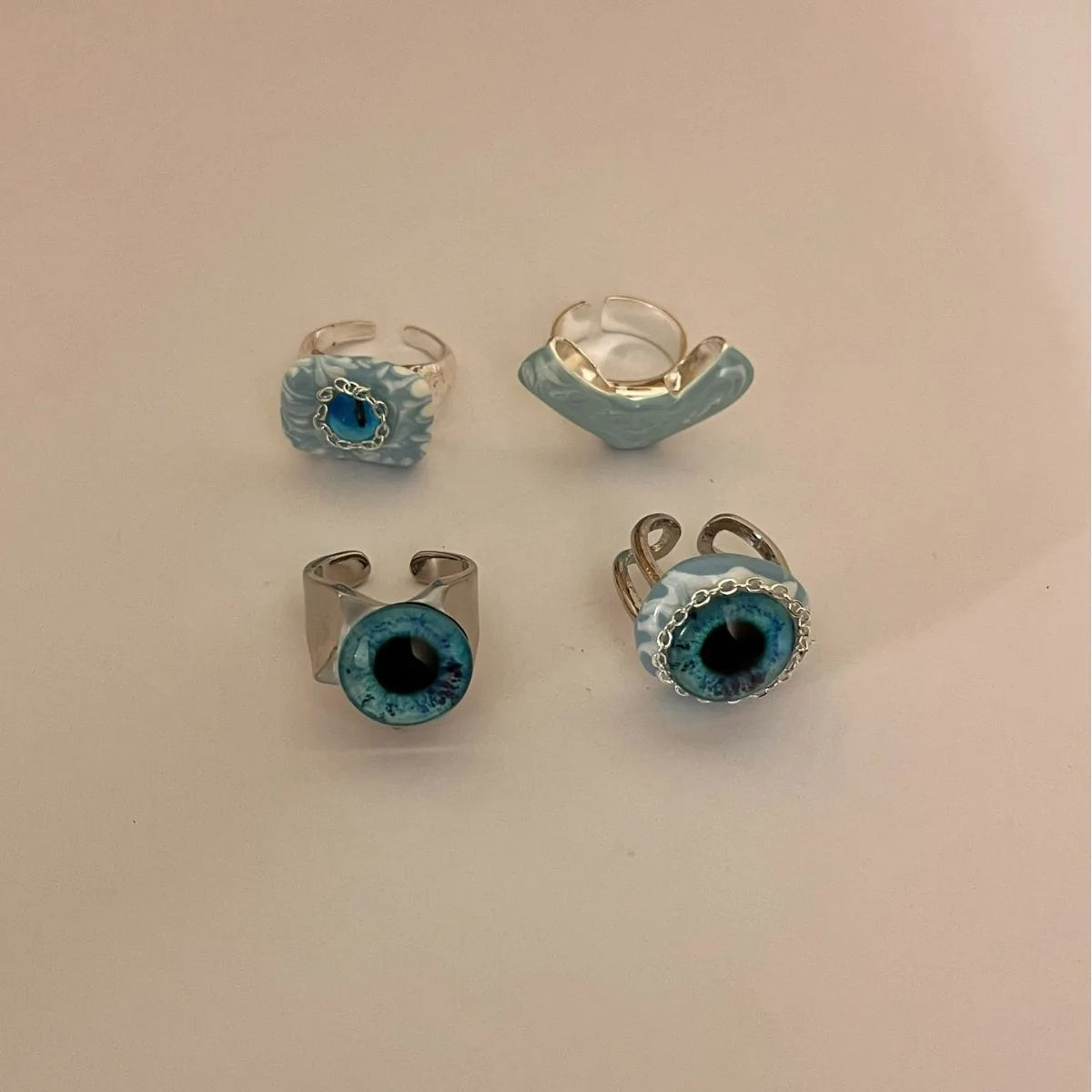 סט טבעות עיניים כחולות