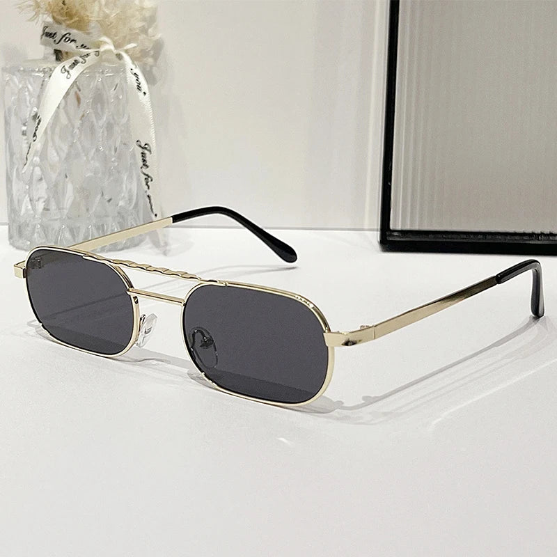 Double Bridge Rectangle Sunglasses