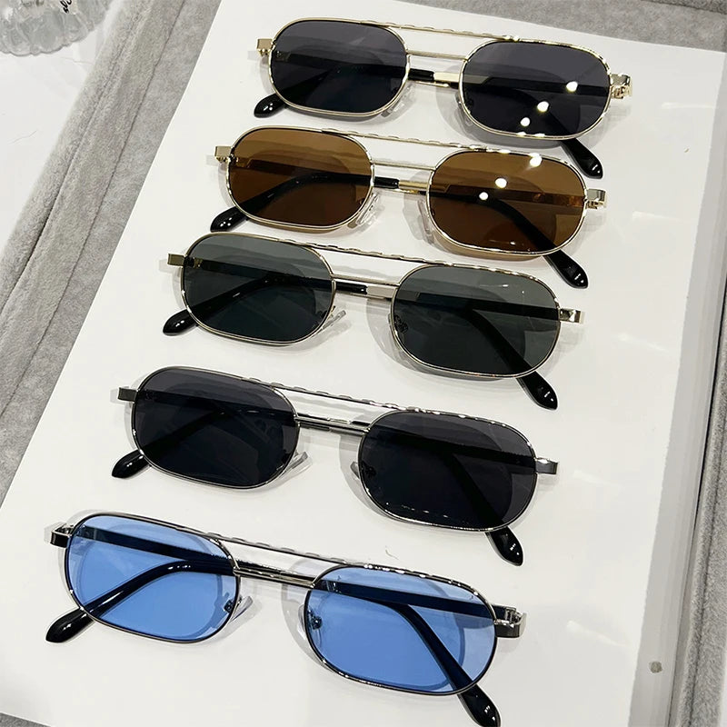 Double Bridge Rectangle Sunglasses