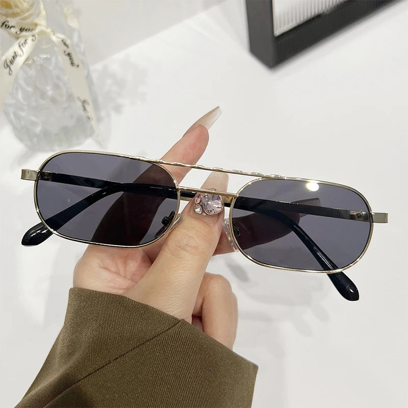 Double Bridge Rectangle Sunglasses