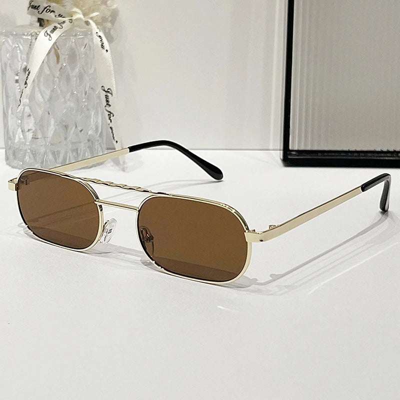 Double Bridge Rectangle Sunglasses