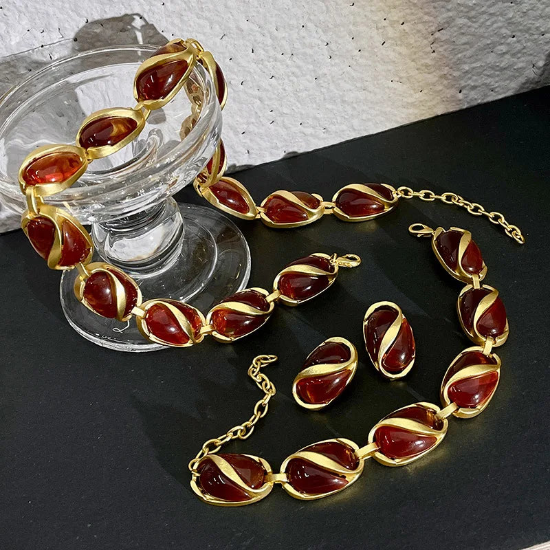 Vintage Brown Crystal Beaded Set