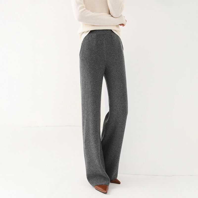 High Waist Casual All-match Knitted Mop Trousers Thickened