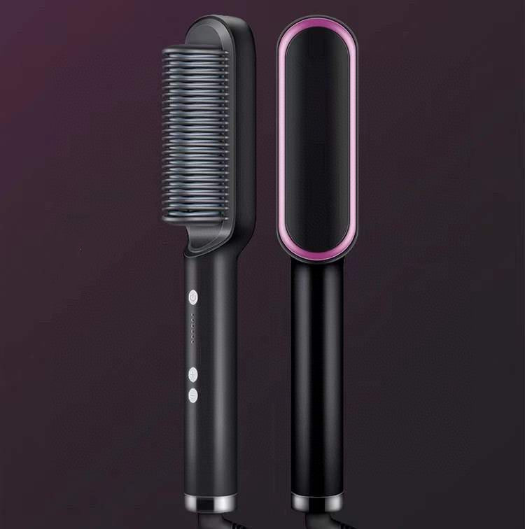 New 2 In 1 Hair Straightener Hot Comb Negative Ion Curling Tong Dual-purpose Electric Hair Brush