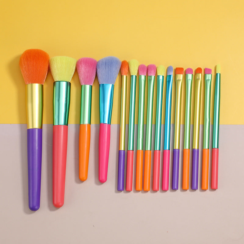 Makeup Brush Set 15pcs Multicolor Colourful Makeup Brushes