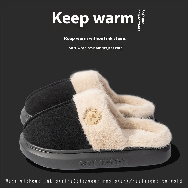 New Plush Slippers For Women Men Winter Warm Home Slipper Indoor Thick-soled Fleece Shoes