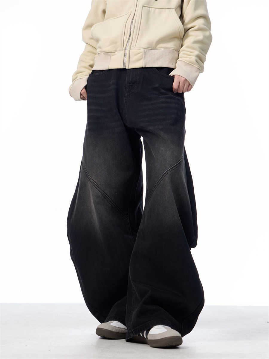 Retro Black Jeans Women's Straight Loose Wide-leg Pants