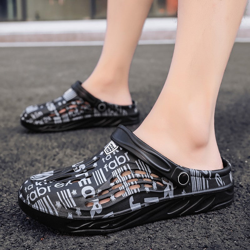 Letter Print Slippers Men Summer Sandals Beach Shoes