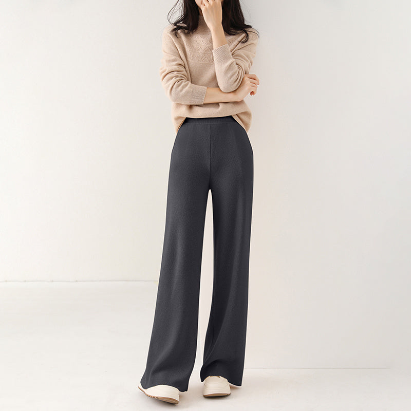 High Waist Casual All-match Knitted Mop Trousers Thickened