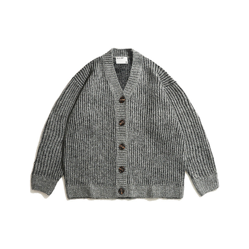 V-neck Knitted Cardigan Retro Casual Sweater Coat For Men