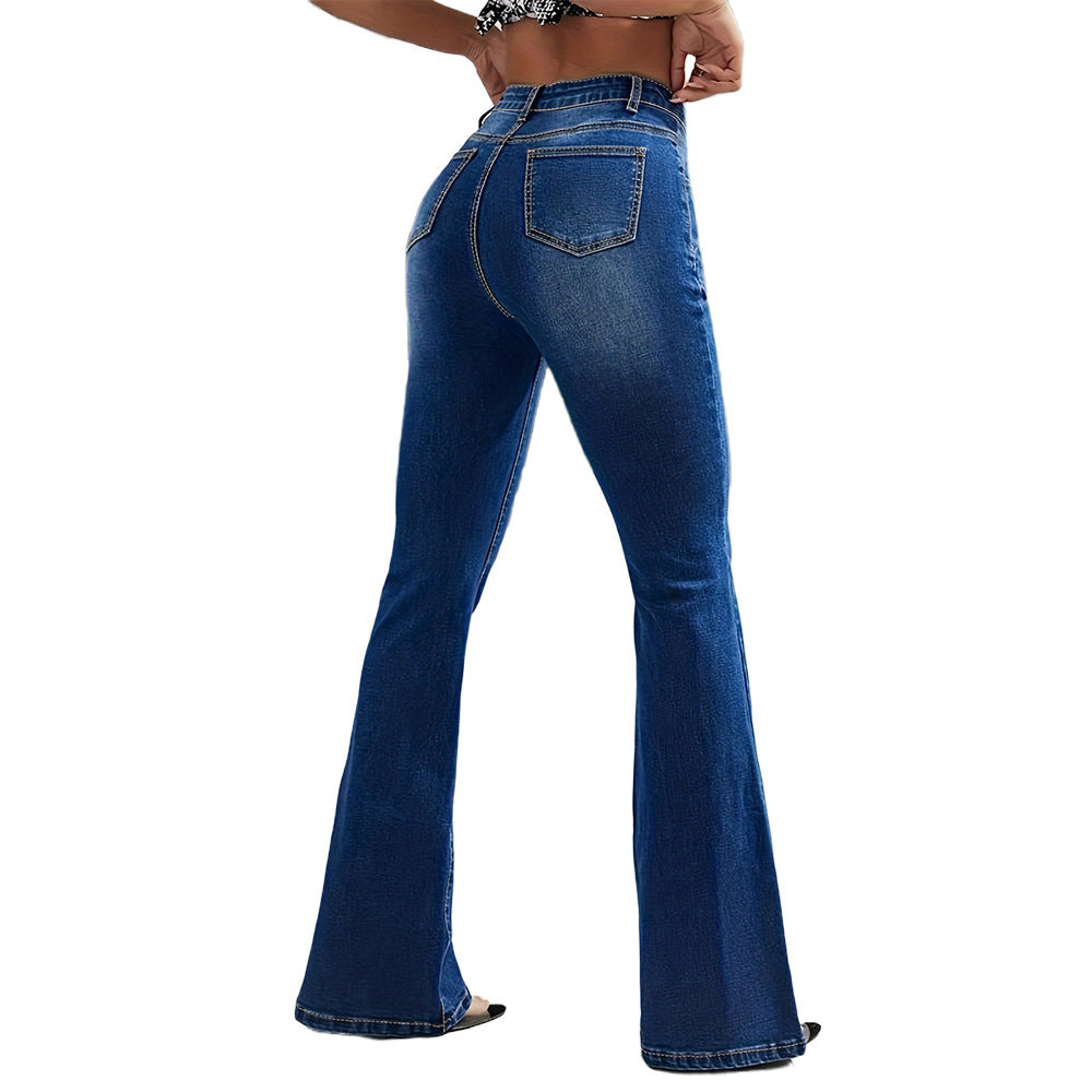 New Micro Pull American Jeans High Waist Single Breasted