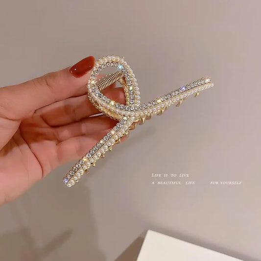 Pearls/Rhinestone Shiny Hair Claw Clip