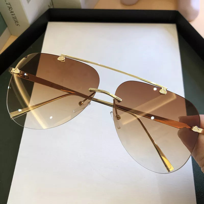 Vintage Rimless Pilot Sunglasses