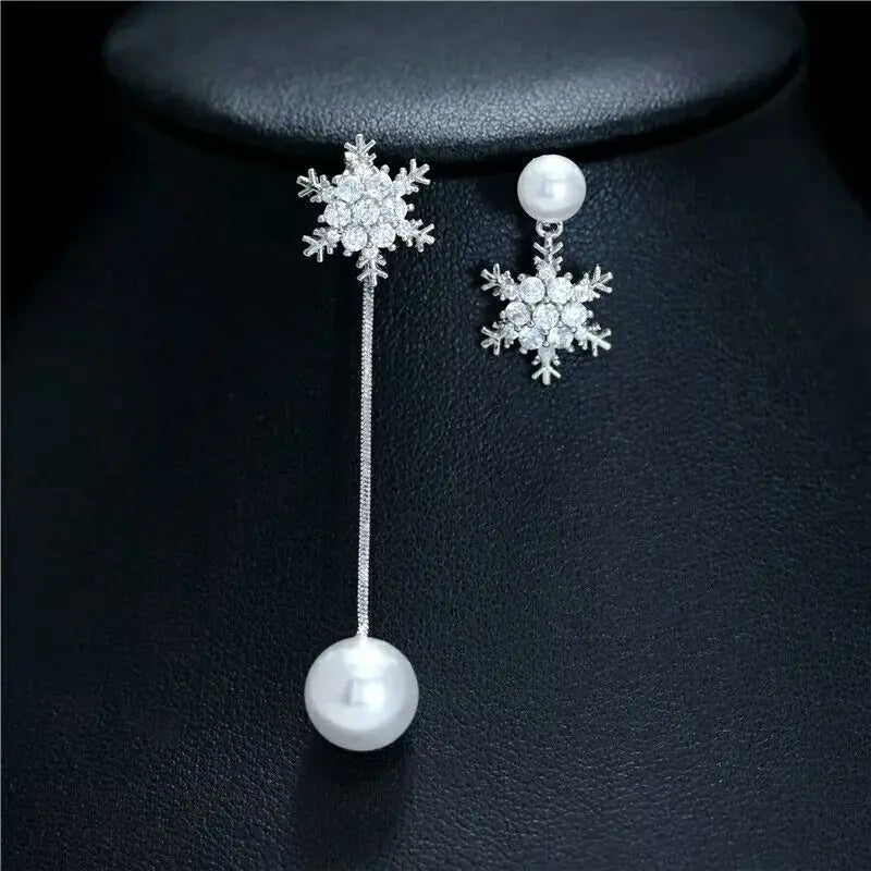 Elegant Asymmetric Pearl Dangle Earrings