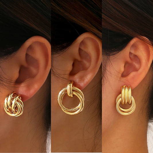 Elegant Twist Round Earrings Set