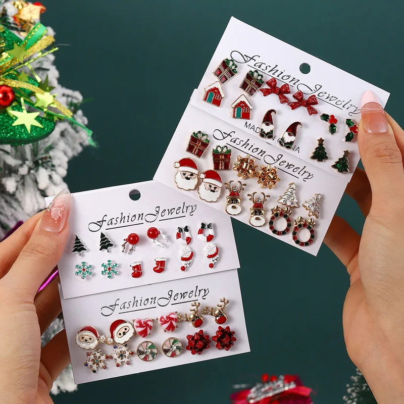 6 Pairs/Set Christmas Stud Earrings