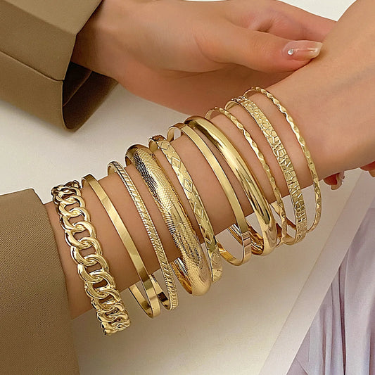 Set of Stylish Gold/Silver Bracelets