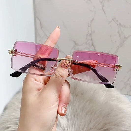 Rimless Rectangle Vintage Sunglasses