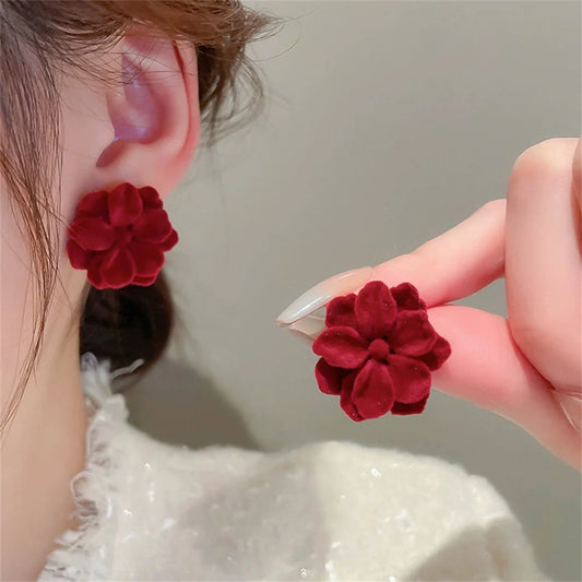 Vintage Velvet Rose Earrings