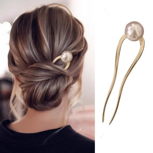 U-shaped Metal Shell Pearl Hairpins