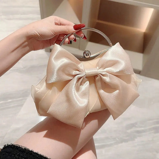 Elegant Bright Silk Bowknot Clutch