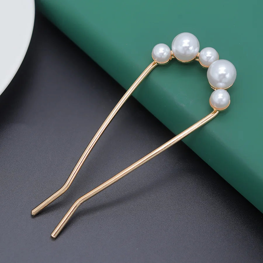 U-shaped Metal Shell Pearl Hairpins