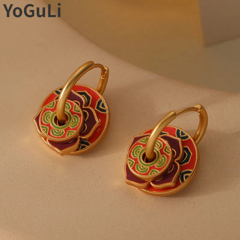 Colorful Round Drop Earrings