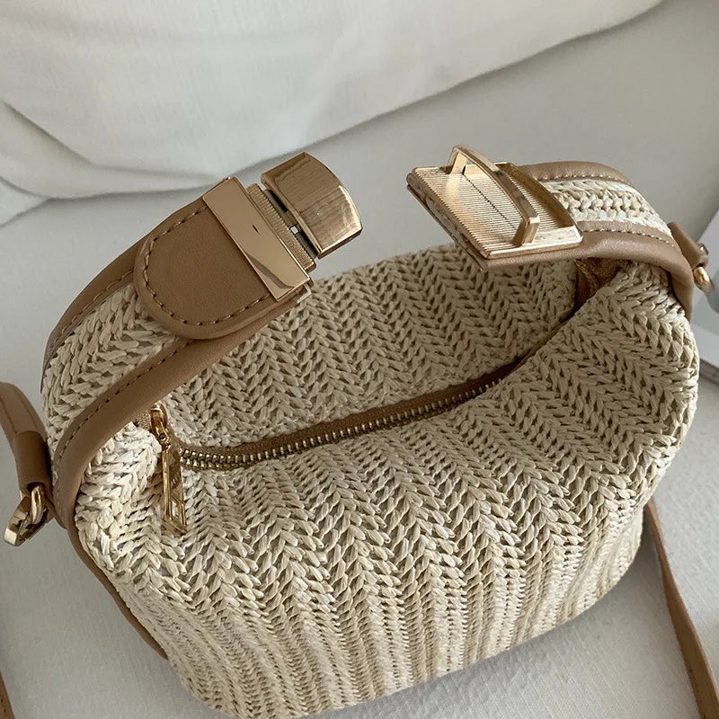 Simple Beige Grass Crossbody Bag