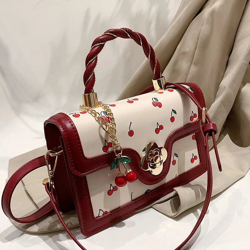 Sweet Cherry Square Crossbody Bag