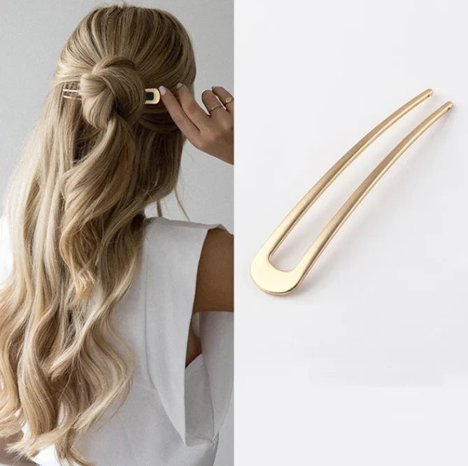 U-shaped Metal Shell Pearl Hairpins