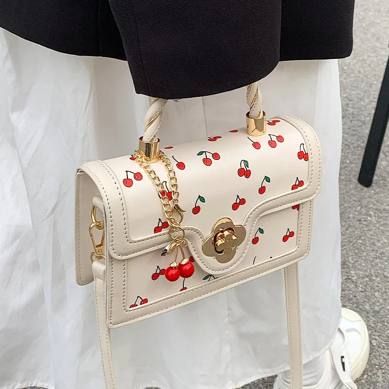 Sweet Cherry Square Crossbody Bag