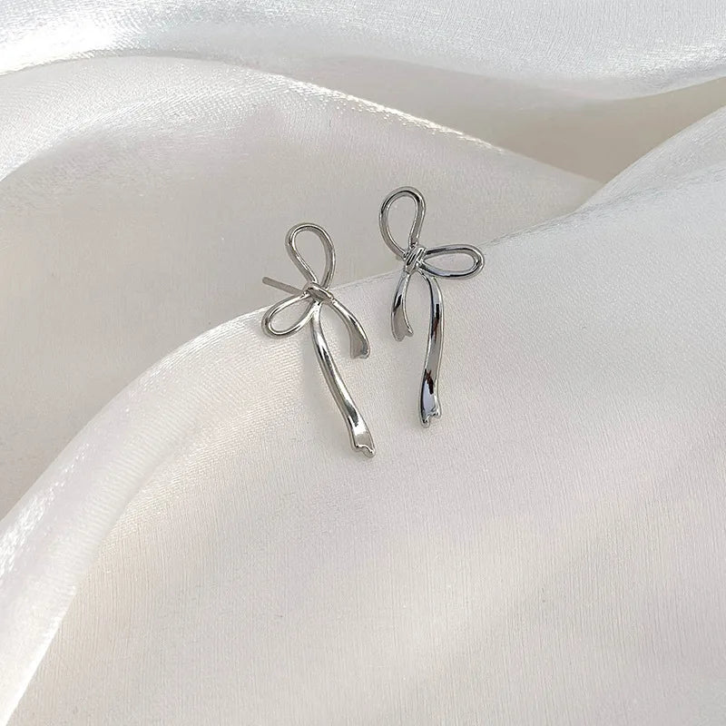 Elegant Silver/Gold Bow Earrings