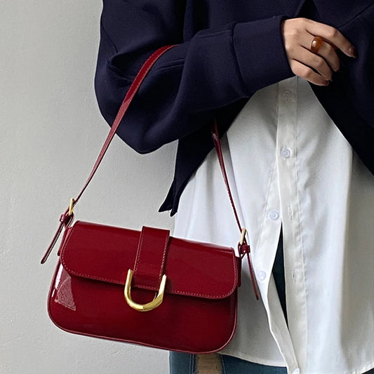 Luxury Red Leather Shoulder Bag