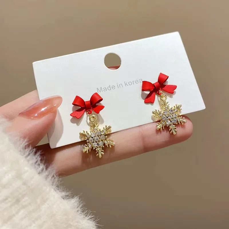 Cute Crystal Snowflake Drop Earrings