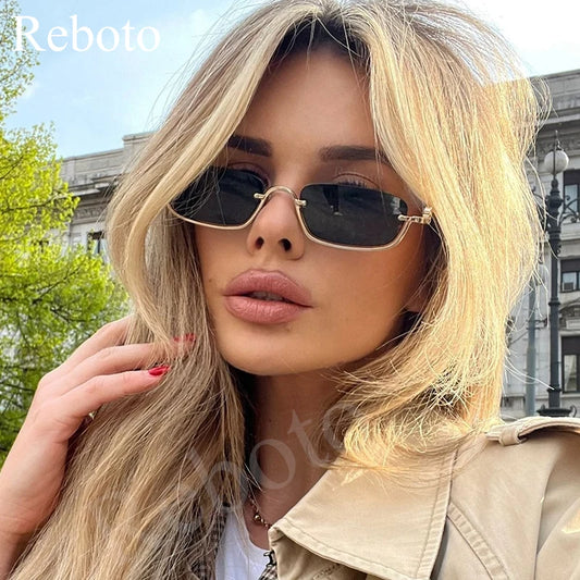 Luxury Metal Half Frame Sunglasses