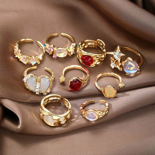 9Pcs/Set Vintage Gold/Silver Rings