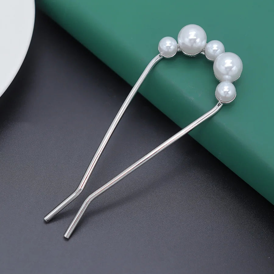 U-shaped Metal Shell Pearl Hairpins