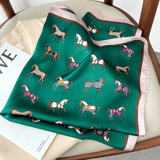 Luxury Printed Square Silk Scarf