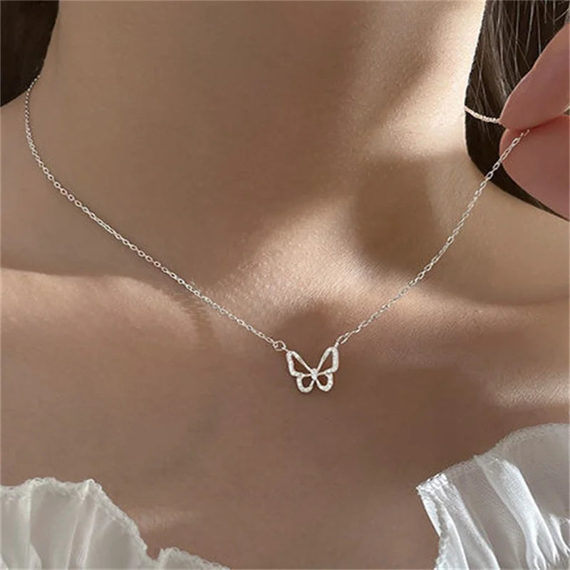 Simple Shiny Butterfly Necklace