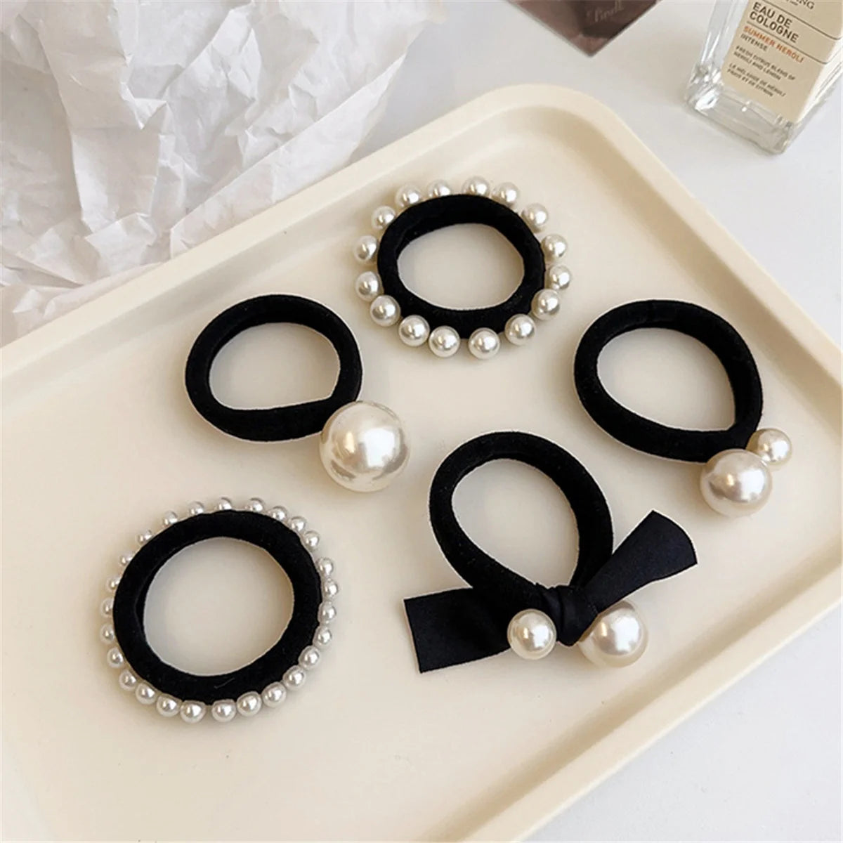 5pcs Simple Pearl Hair Tie