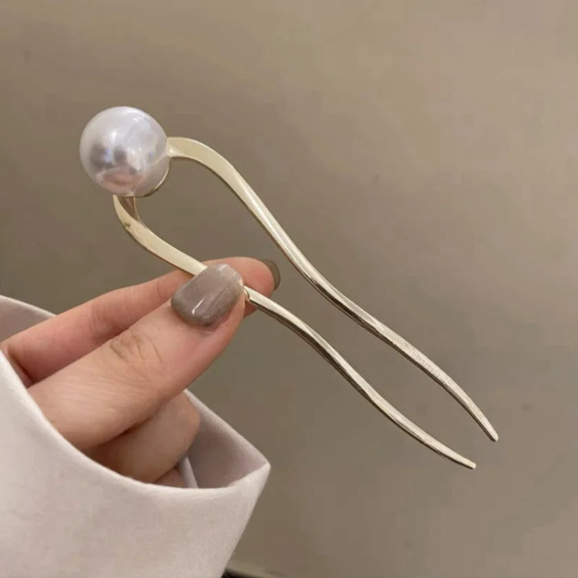 U-shaped Metal Shell Pearl Hairpins