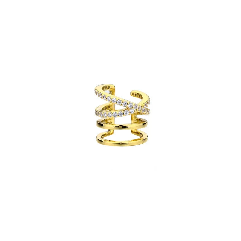 Wave Multilayer Geometry Ear Cuff Clip