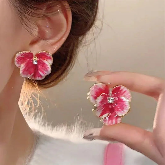 Vintage Color Petal Flower Earrings