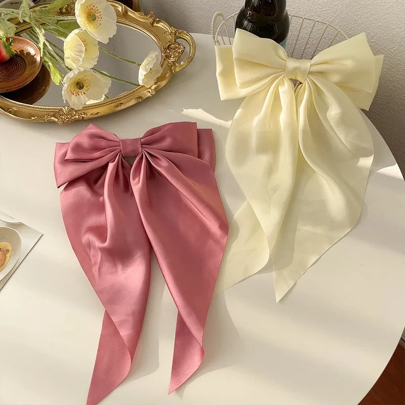 Solid Color Satin Ribbon Big Bows